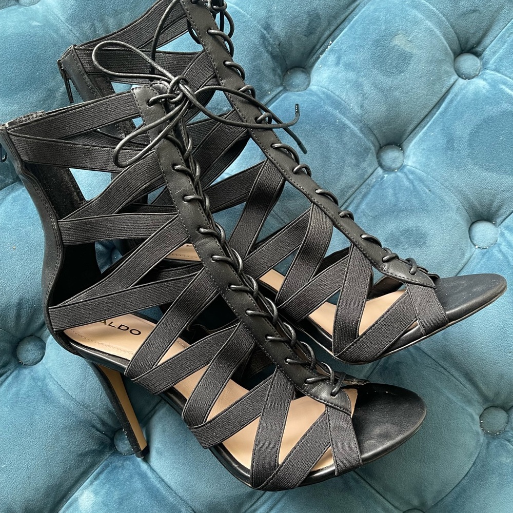 Aldo Black Strappy Heels for Women - Picture 8 of 9